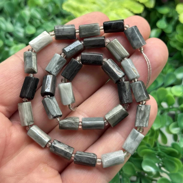 Kesimli Silindir Şahin Gözü Taşı 6x10 MM ürün görseli 1