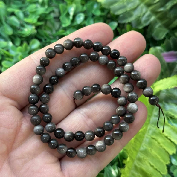 Küre Silver Obsidyen Taşı 6 MM ürün görseli 1