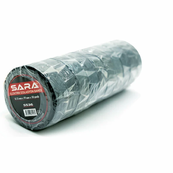 SARA S536 ELEKTRİK İZOLASYON BANDI SİYAH 19mm X 10 yards 1KUTU (10 ADET) ürün görseli 1