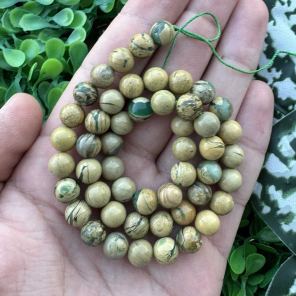 Küre Sarı-Yeşil Jasper Taşı 8 MM ürün görseli 1