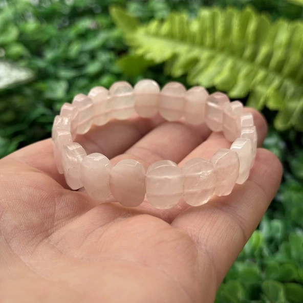 Doğal Pembe Kuvars Taşı Bileklik ürün görseli 1