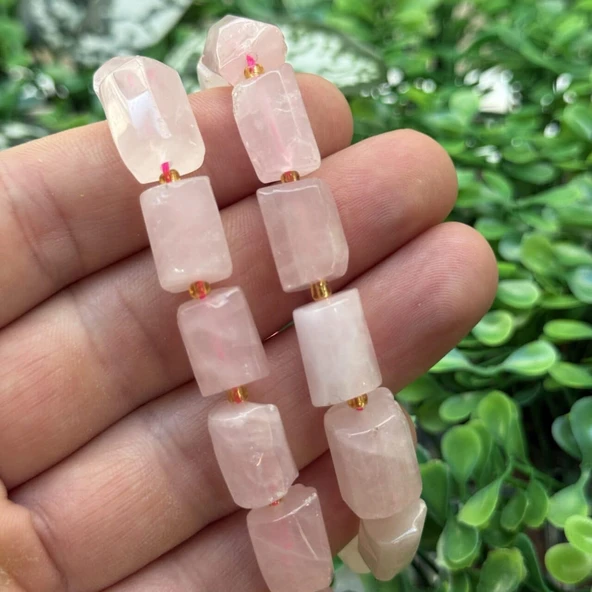 Silindir Pembe Kuvars Taşı 10x14 MM - Resim 2