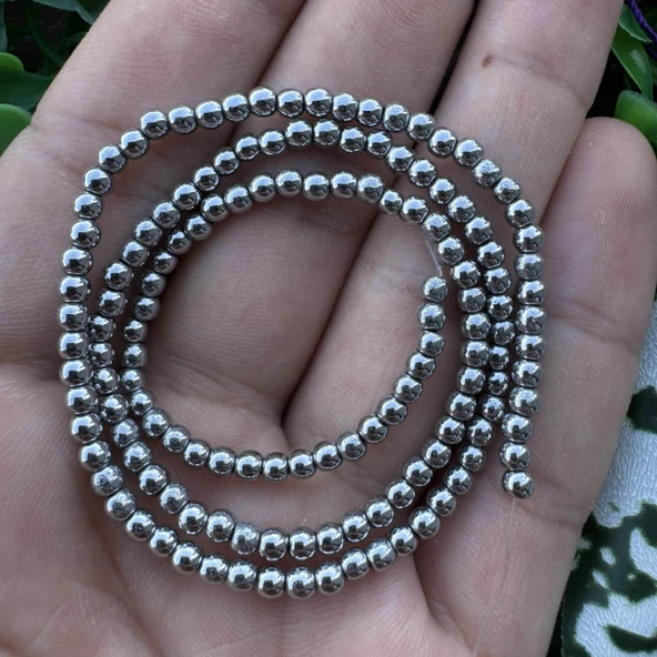 Küre Gümüş Hematit Taşı 3 MM ürün görseli 1