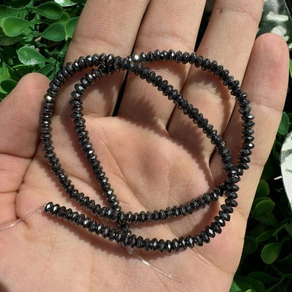 Fasetli Rondela Füme Hematit Taşı 4x2 MM ürün görseli 1