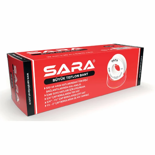 SARA S596 BÜYÜK TEFLON BANT 19 mm X 20 m X 0,075 X 0,,2 1KUTU (10 ADET) ürün görseli 1