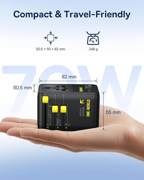 BASEUS ENERCORE 70W SEYAHAT ADAPTÖRÜ - Resim 4