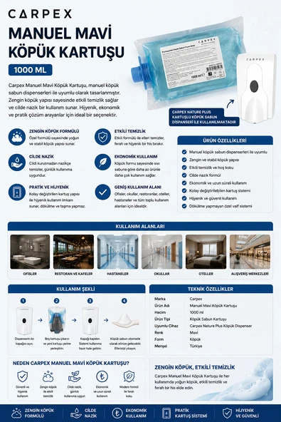 Carpex Manuel Mavi Köpük Kartuşu 1000 ml ürün görseli 1