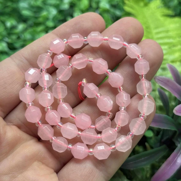 Elmas Kesimli Pembe Kuvars Taşı 7 MM ürün görseli 1