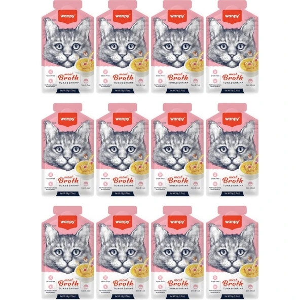 Ton Balıklı ve Karidesli Tahılsız Kedi Çorbası 50GR - 12 Adet ürün görseli 1