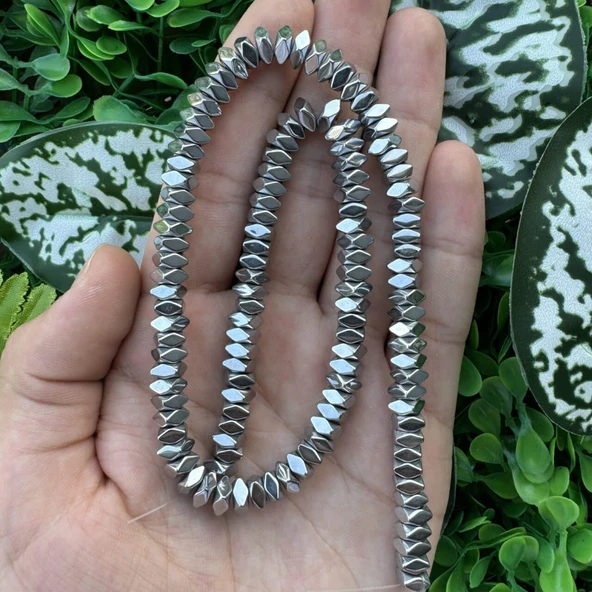 Kare Rondela Gümüş Hematit Taşı 6x3 MM ürün görseli 1