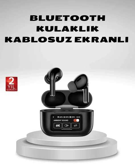 Aktif Gürültü Engelleme (ANC) Kablosuz Bluetooth Kulaklık – Dijital Ekranlı, Dokunmatik ve Uzun Pil Ömürlü ürün görseli 1