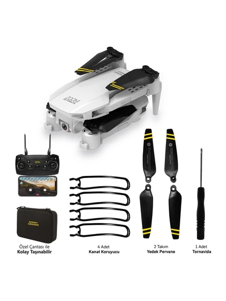 Corby CX017 Wifi Çift Kameralı Katlanabilir 1080P Drone - Beyaz ürün görseli 1