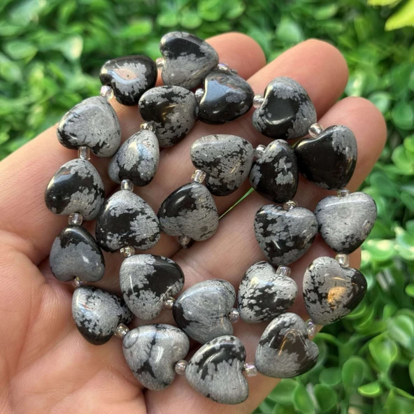 Kalp Karlı Obsidyen Taşı 14 MM ürün görseli 1