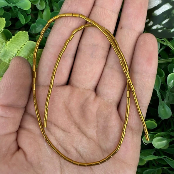 Silindir Gold Hematit Taşı 2x4 MM ürün görseli 1