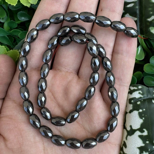 Fasetli Arpa Füme Hematit Taşı 6x9 MM ürün görseli 1
