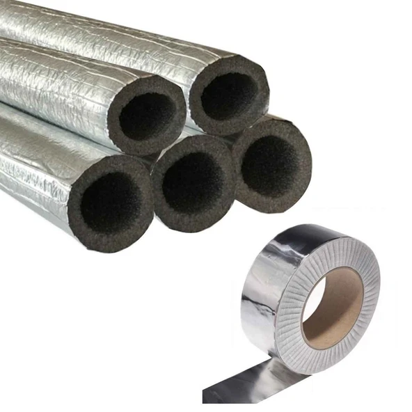 DOĞALGAZ KOMBİ FOLYO KAPLI TASARRUF BORU KILIFI 4 ADET TOPLAM 8 METRE+İZOLASYON FOLYO BANDI 5 METRE ürün görseli 1
