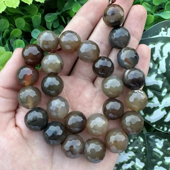 Fasetli Küre Kahverengi Akik Taşı 16MM ürün görseli 1