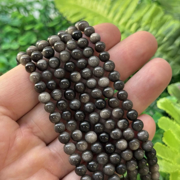 Küre Silver Obsidyen Taşı 6 MM - Resim 2