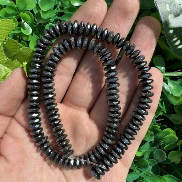 Fasetli Rondela Füme Hematit Taşı 8x3 MM ürün görseli 1