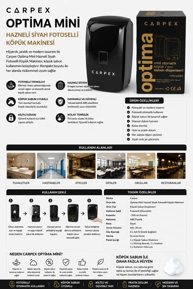 Carpex Optima Mini Hazneli Siyah Fotoselli Köpük Makinesi ürün görseli 1
