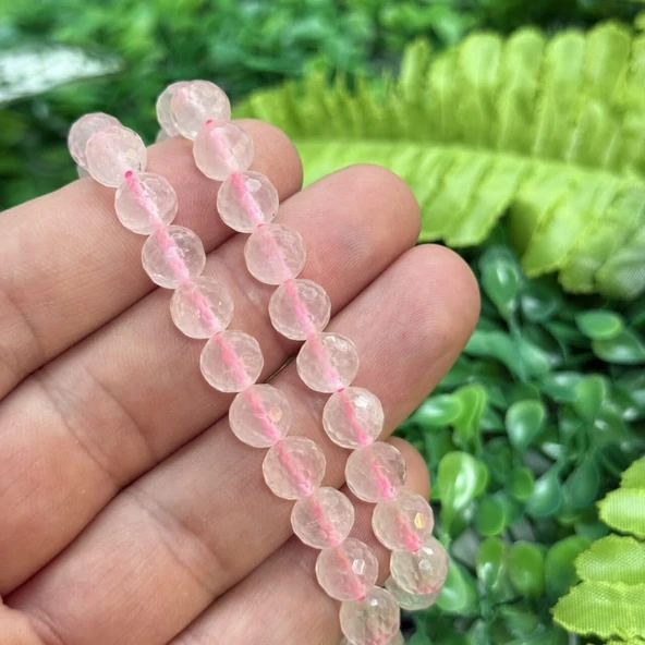 Dünya Kesimli Küre Pembe Kuvars Taşı 8 MM ürün görseli 1