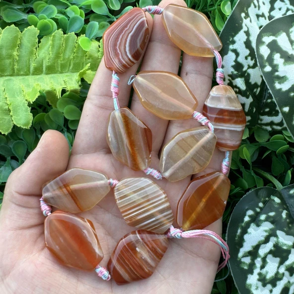 Karo Kahve-Beyaz Akik Taşı 20x30 MM ürün görseli 1