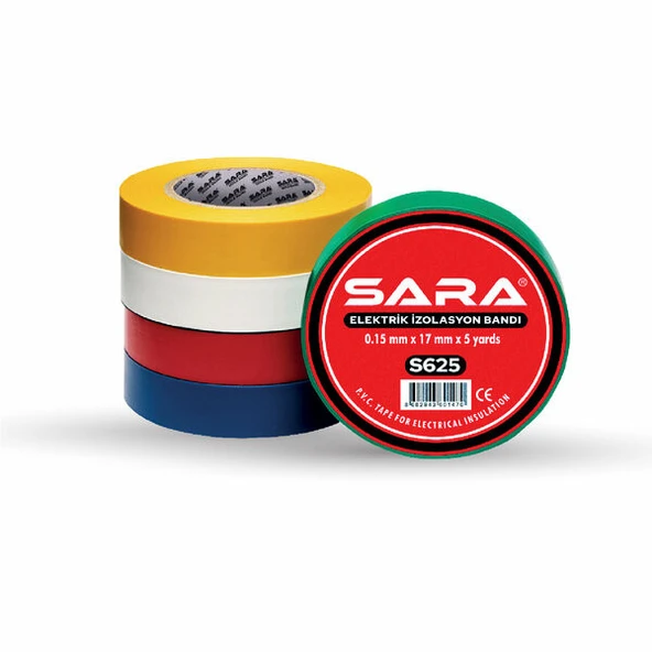SARA S625 RENKLİ ELEKTRİK İZOLASYON BANDI 0,15mm X 19mm X 10yards ürün görseli 1