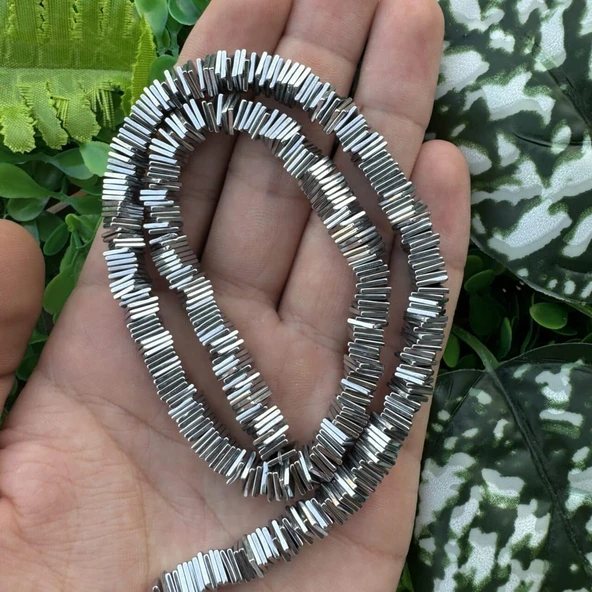 Kare Parlak Gümüş Hematit Taşı 6x1 MM ürün görseli 1