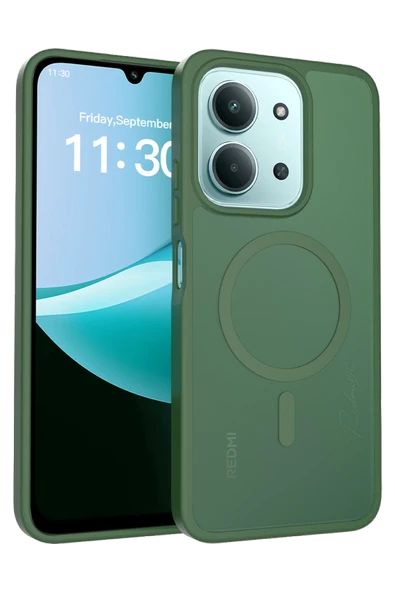 Fuchsia Redmi 15C 4G ile Uyumlu Jota Kablosuz Şarj Özellikli Kapak - Koyu Yeşil ürün görseli 1