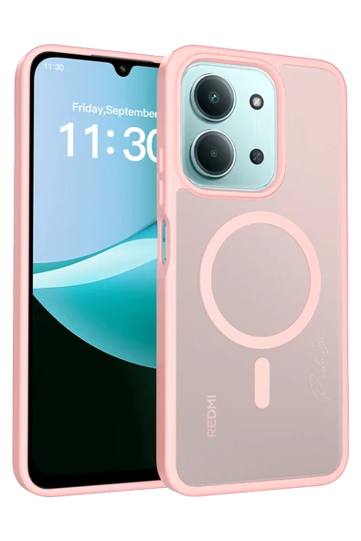 Fuchsia Redmi 15C 4G ile Uyumlu Jota Kablosuz Şarj Özellikli Kapak - Pudra ürün görseli 1