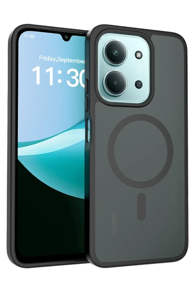 Fuchsia Redmi 15C 4G ile Uyumlu Jota Kablosuz Şarj Özellikli Kapak - Siyah ürün görseli 1