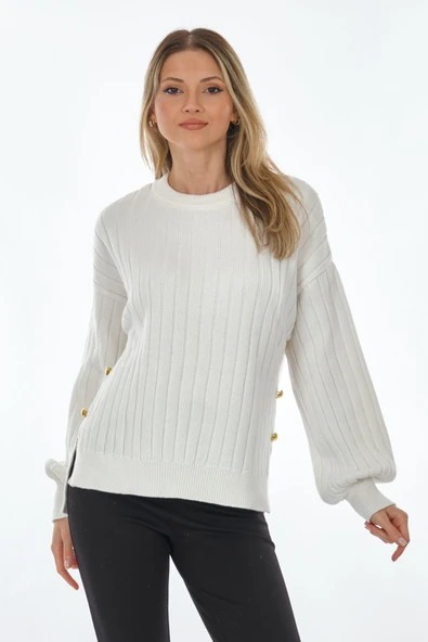 Unique Mode Oversize Kabarık Kol Triko Kazak - Minimalist Günlük ürün görseli 1