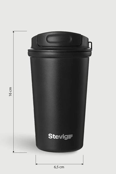 STEVIG 4 WORK FLIP OPEN COFFEE MUG ÇELİK TERMOS 400 ML ST-250 - Resim 5