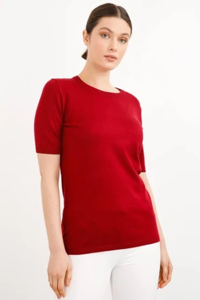 Desen Minimalist Oversize Yuvarlak Yaka Kısa Kol Kadın Bluz - Günlük & Şık ürün görseli 1