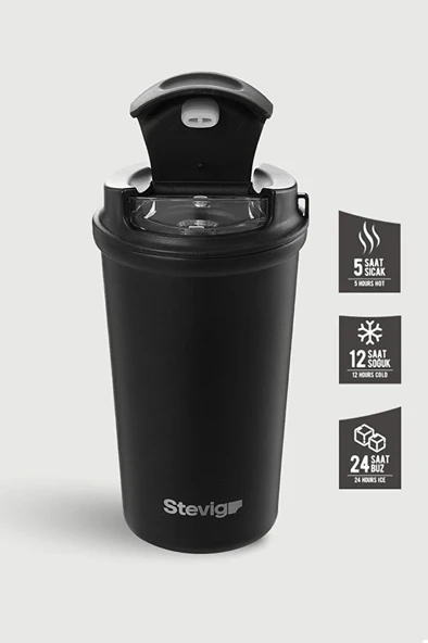 STEVIG 4 WORK FLIP OPEN COFFEE MUG ÇELİK TERMOS 400 ML ST-250 - Resim 3