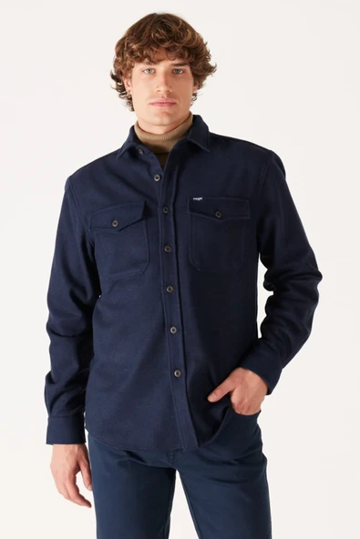 Loose Fit Geniş Kesim Lacivert Uzun Kollu Gömlek Wrangler ürün görseli 1