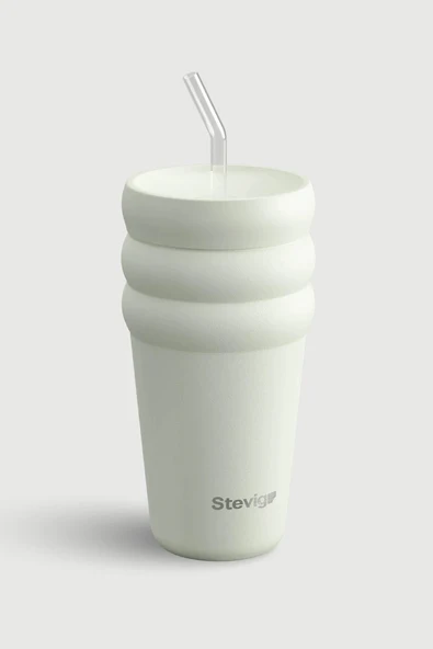 STEVIG 3 BUBBLE TWO-CAP STRAW TUMBLER ÇELİK TERMOS 600 ML LIGHTEST SKY ST-247 ürün görseli 1