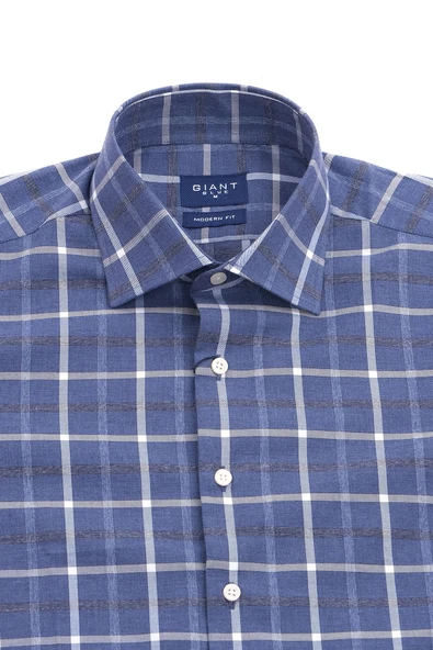 Giant Modern Fit Kareli Uzun Kol Erkek Gömlek - Minimalist Stil ürün görseli 1