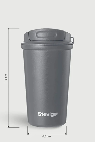 STEVIG 4 WORK FLIP OPEN COFFEE MUG ÇELİK TERMOS 400 ML ST-251 - Resim 3