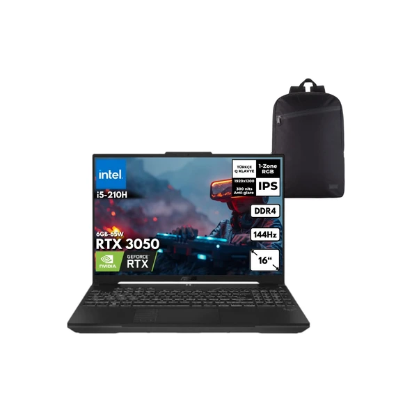 Tuf Gaming F16 I5-210H 32GB 1 Tbssd RTX3050 (6GB-65W) 16" Fhd Freedos + Hmf Sırt Çantası FX607VJ-RL016HMF3 ürün görseli 1