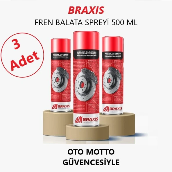 OTO MOTTO Braxıs Fren Balata Temizleme Spreyi Braxis 500 ML 3 Adet ürün görseli 1
