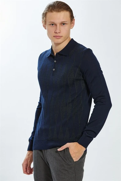 Ecer Erkek Uzun Kol Polo Yaka Minimalist Kazak - Günlük Stil ürün görseli 1