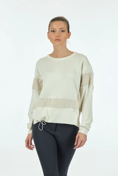 Vedi Minimalist Oversize Uzun Kol Kadın Sweatshirt - Rahat ve Şık ürün görseli 1