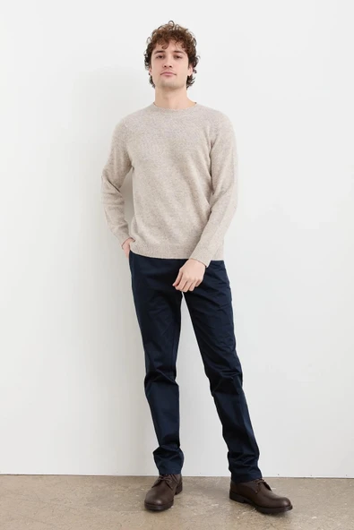 Desen Erkek Minimalist Yuvarlak Yaka Uzun Kol Kazak - Günlük Stil ürün görseli 1
