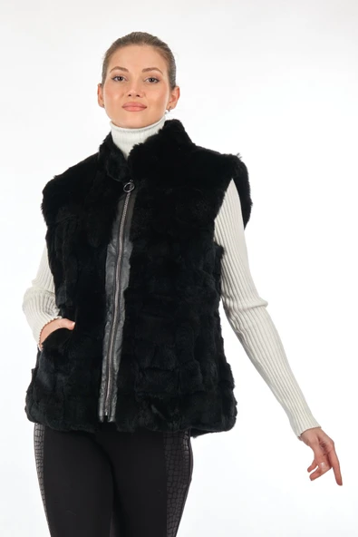 BEROSH Oversize Suni Kürk Kadın Kaban Yelek - Kışlık ürün görseli 1