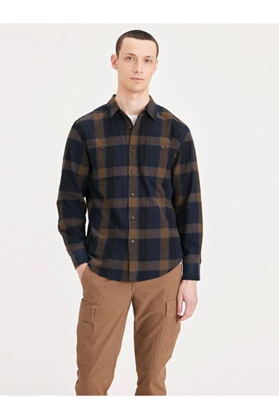Dockers Minimalist Kareli Uzun Kol Erkek Gömlek - Günlük Şıklık ürün görseli 1