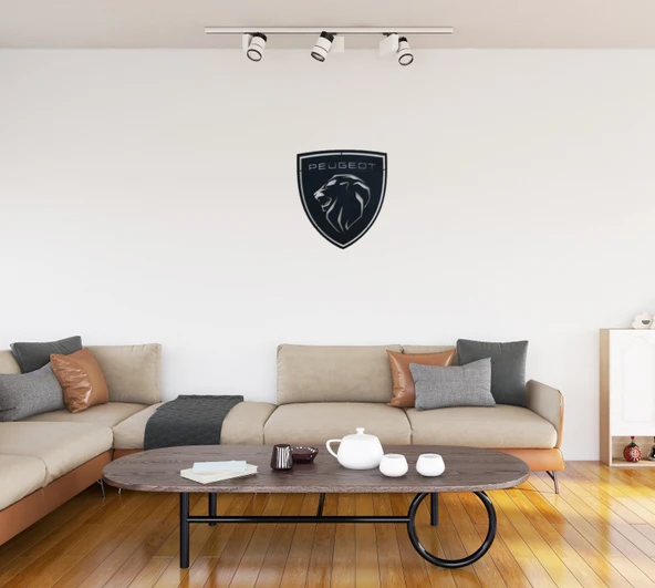 Motto Dekor Lazer Kesim Metal Peugeot Logosu Peugeot Armalı Pejo Duvar Dekoru 44x49 cm ürün görseli 1