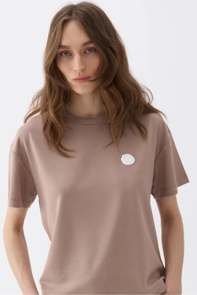 Nocturne Minimalist Oversize Kadın T-Shirt - Kısa Kol - Günlük ürün görseli 1