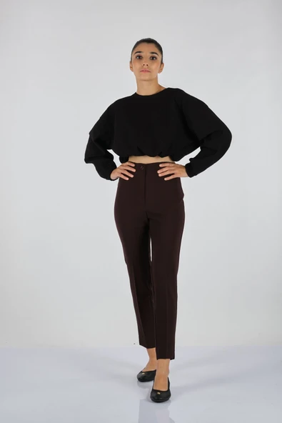 Seleste Minimalist Yüksek Bel Dar Paça Kadın Pantolon - Günlük & Ofis ürün görseli 1