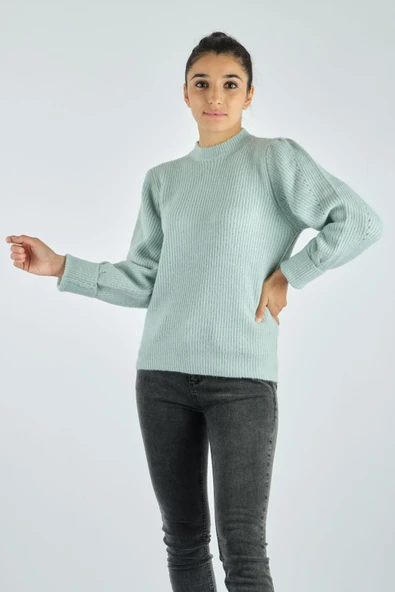 Bsb Kadın Minimalist Büzgülü Kol Triko - Oversize & Rahat ürün görseli 1